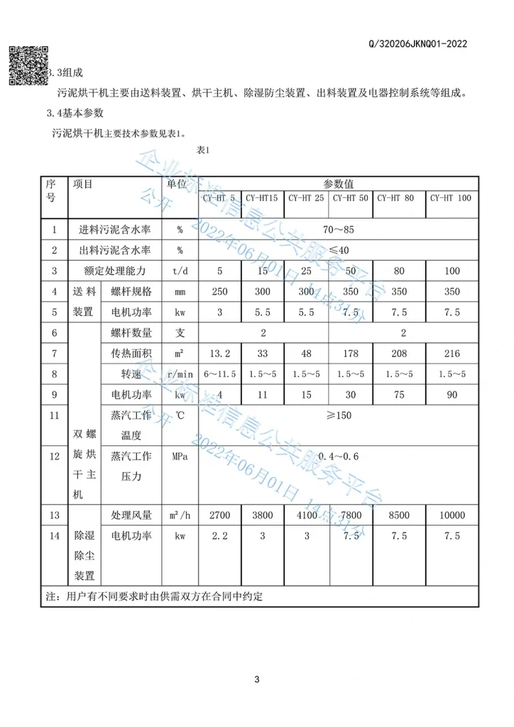 无锡彩云机械污泥烘干机企业产品标准4